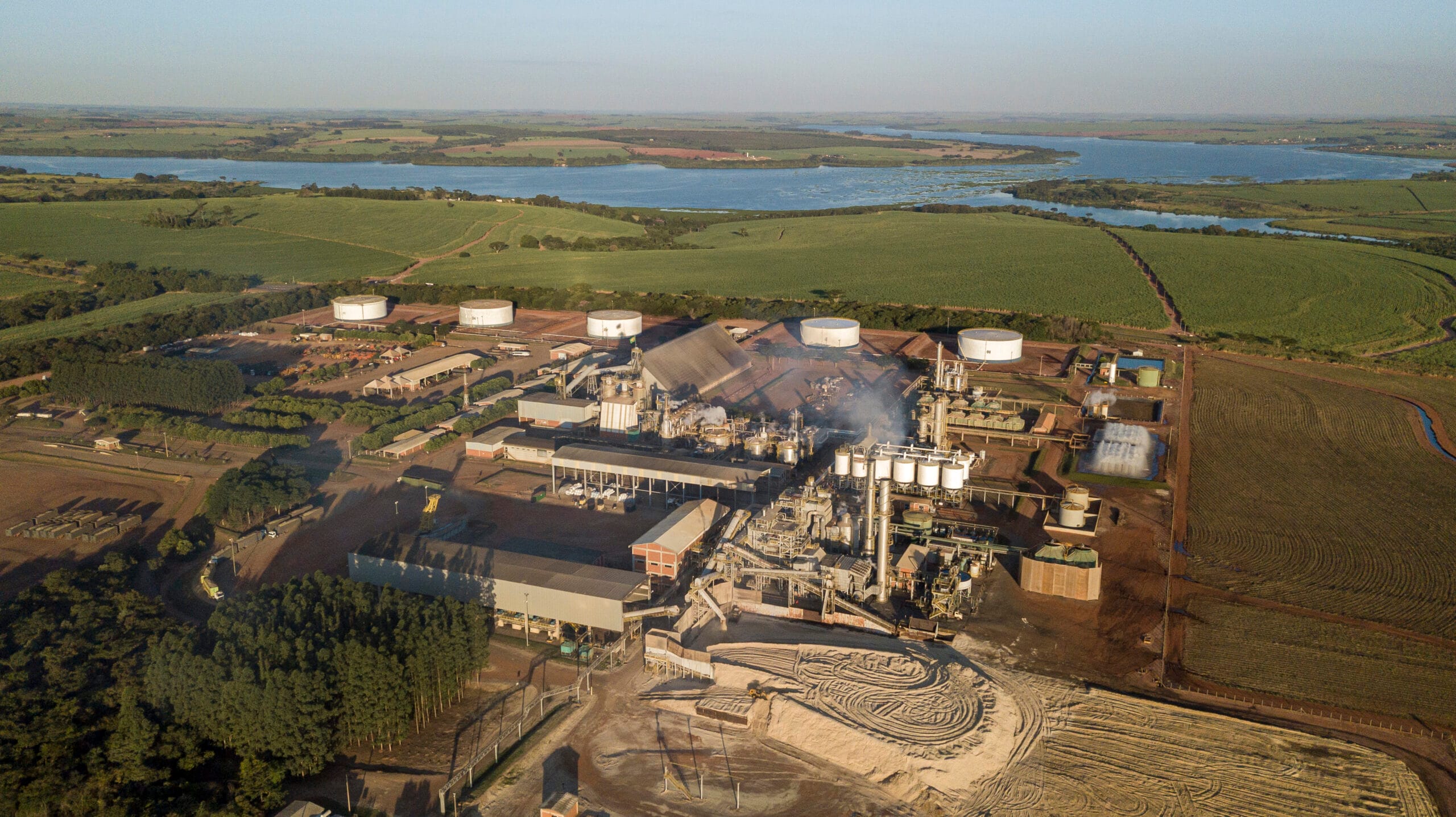 Aerial view of large biofuel plant